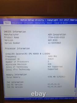 NCR 7734-0100-0018 Touch Screen POS Terminal Intel Celeron N3060 1.60Ghz 32Gb HD