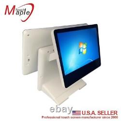 White 15 POS touch computer all in one with 10.1 second display