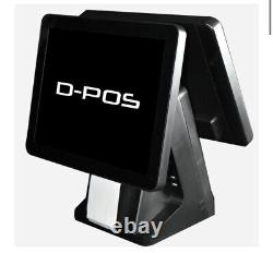D-pos Terminal de point de vente à écran tactile double écran 15 pouces système de caisse avec reçu.