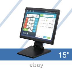 Écran LCD tactile de 15 pouces avec affichage VGA/HDMI, moniteur POS pour commerce de détail et restaurant.