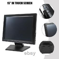 Écran tactile 15 pouces 1024x768 Moniteur USB/VGA/HDMI Écran POS Moniteur tactile