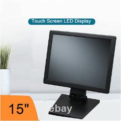 Écran tactile 15 pouces pour caisse enregistreuse avec affichage LCD LED, écran tactile USB VGA