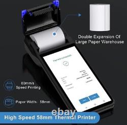 Imprimante de reçus Symcode POS thermique avec écran tactile portable de 5,5 pouces et système d'exploitation Android 8.0.