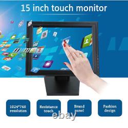 Moniteur LCD 15 pouces avec écran tactile VGA + USB polyvalent pour PC/système POS