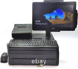 Système complet Toshiba POS Touch 6200-E1C avec imprimante, tiroir-caisse et scanner.