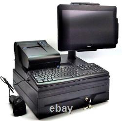 Système complet Toshiba POS Touch 6200-E1C avec tiroir-caisse imprimante et scanner.