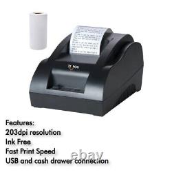 Système de point de vente tout-en-un avec écran tactile pour restaurant, comprenant 15 imprimantes POS et 2 imprimantes en vente.