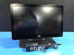 Terminal de point de vente ELO ET1302L 13 pouces avec écran tactile, support et adaptateur secteur.