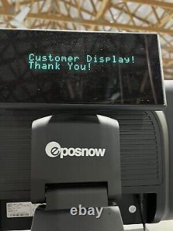 Terminal de point de vente Epos Now Eposnow avec écran tactile, écran client, tiroir-caisse et imprimante.